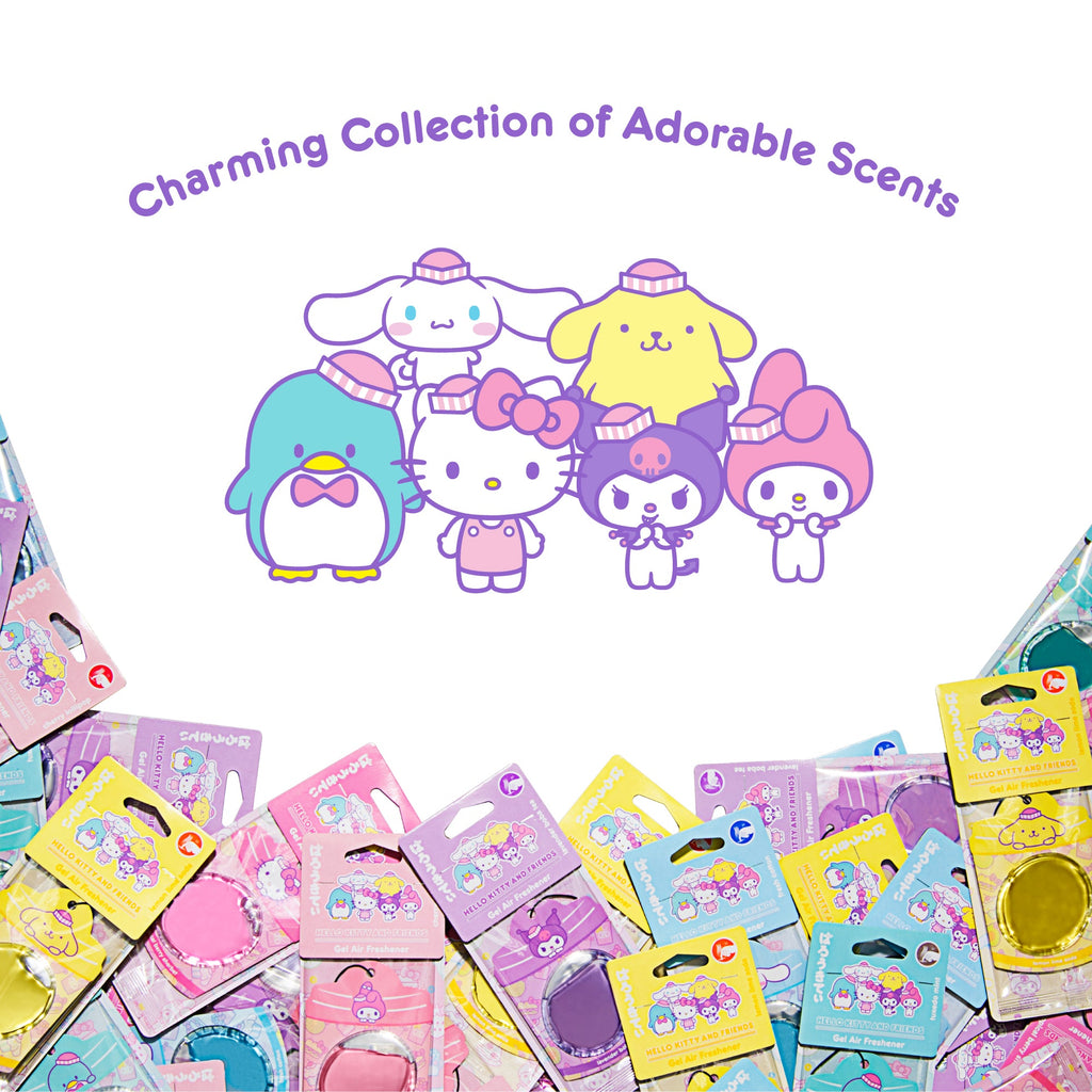 Hello Kitty and Friends Car Air Freshener (Kuromi - Lavender Boba Tea) Hanging Gel Area Deodorizer, Long-Lasting Car Scents Air Freshener, Cute Automotive Sanrio Accessories Decor, 2-Pack
