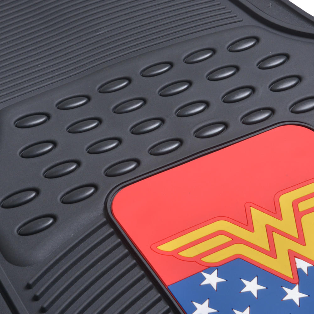 BDK Armored Super Hero Car Floor Mats - Officially Licensed DC Comics - All Weather Heavy Duty Auto Interior Liners for Car Truck Van SUV (Multiple Styles)