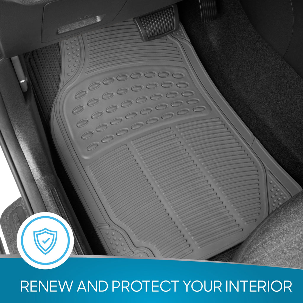 BDK 4-Piece Cushioned Grip Pad Front Floor Mats and Rear Floor Mats - Heavy Duty, All Weather, Trim to Fit