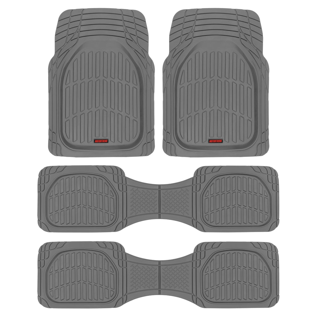 MotorTrend 4-Piece 3-Rows FlexTough Deep Dish Front Floor Mats, Middle Floor Mats, and Rear Floor Mat