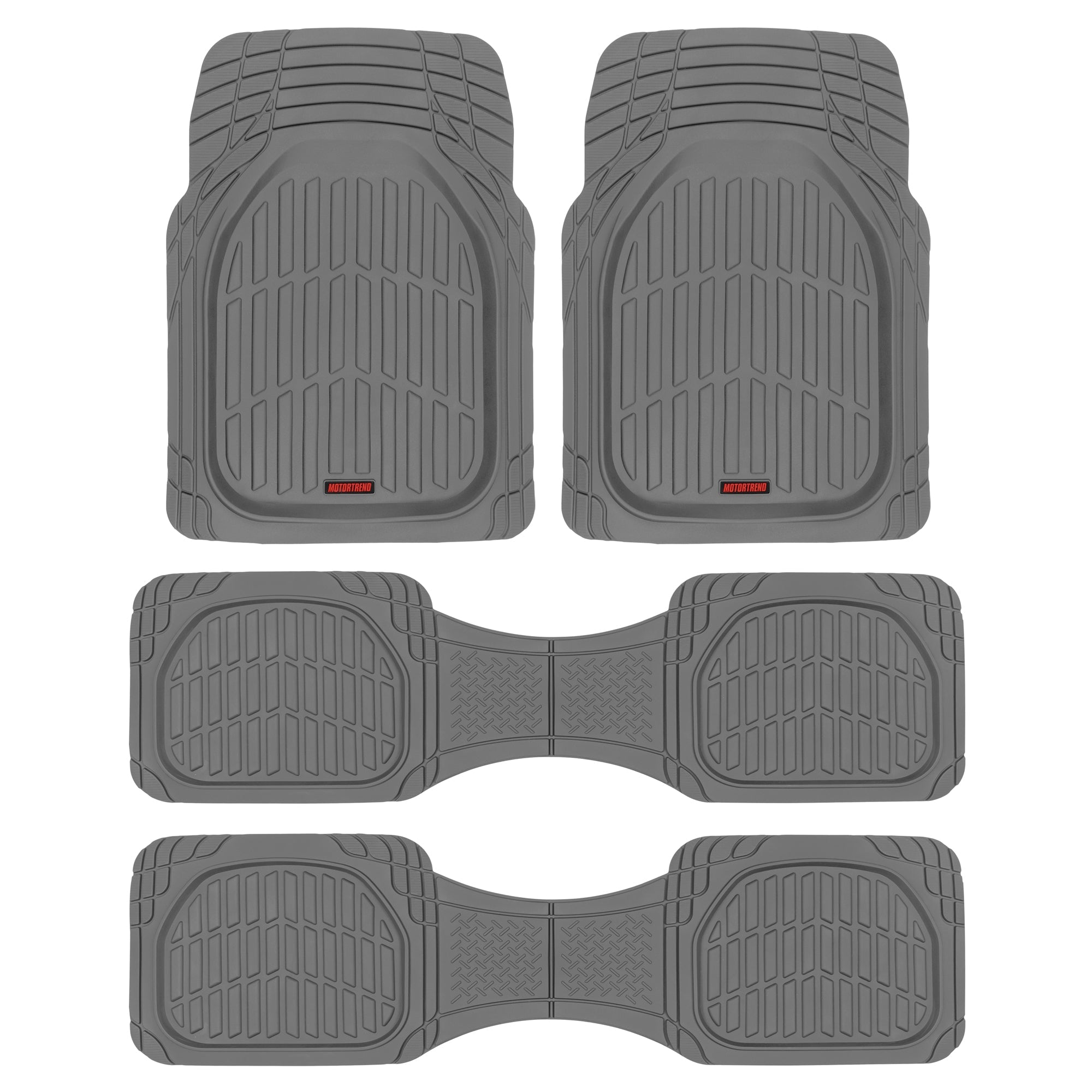 MotorTrend 4-Piece 3-Rows FlexTough Deep Dish Front Floor Mats, Middle Floor Mats, and Rear Floor Mat