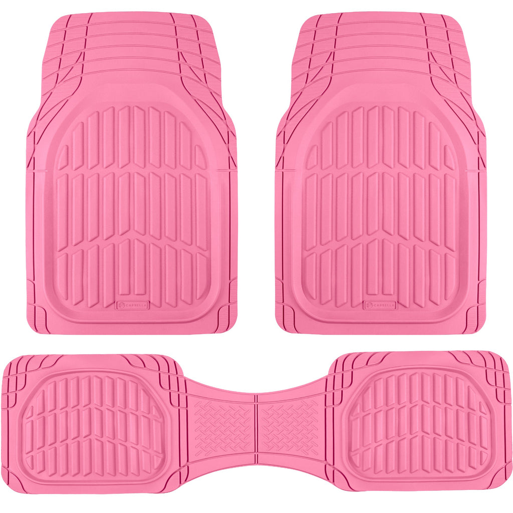 Carbella 3-Piece FlexTough Deep Dish Rubber Front Floor Mats and Rear Floor Mats - Heavy Duty, All Weather, Trim to Fit