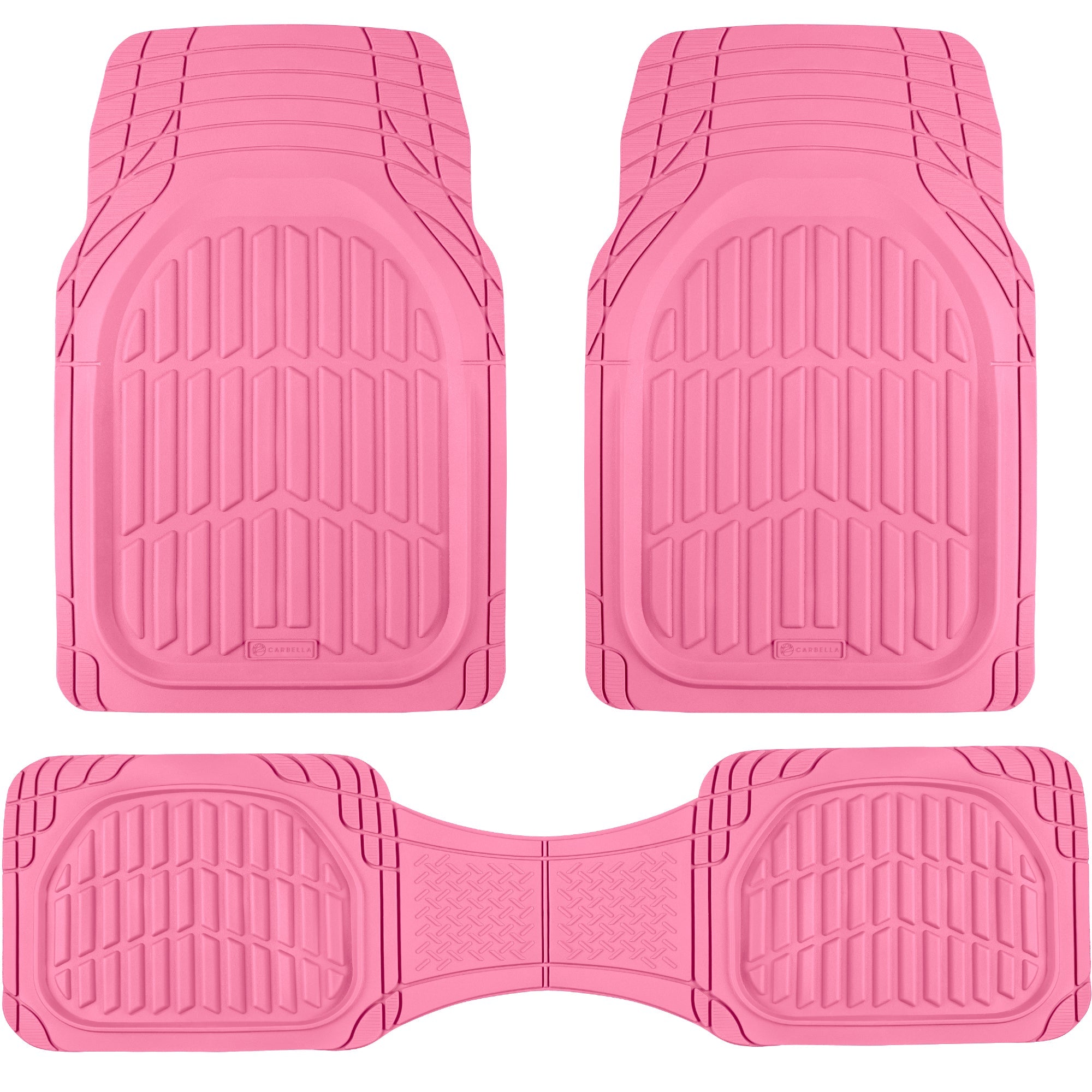 Carbella 3-Piece FlexTough Deep Dish Rubber Front Floor Mats and Rear Floor Mats - Heavy Duty, All Weather, Trim to Fit