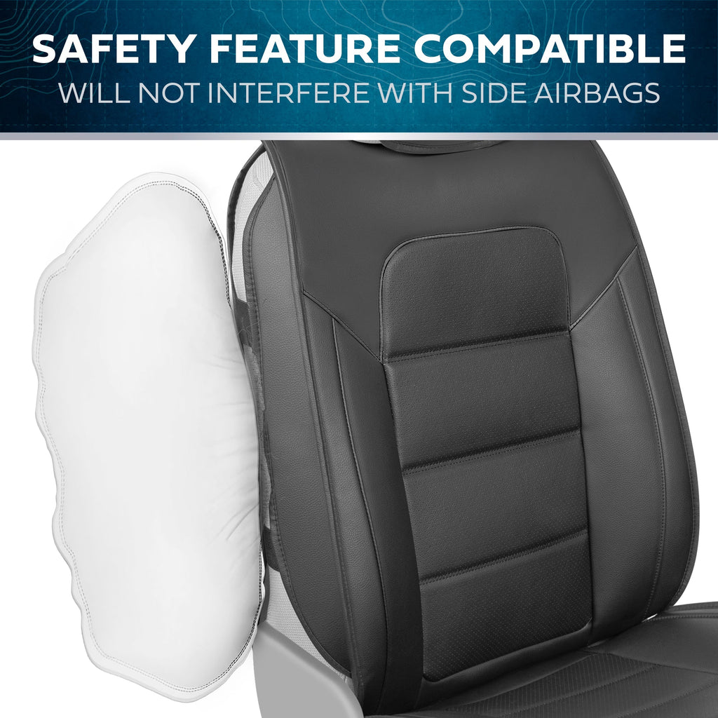 MotorBox 2-Pack Classic Edition Premium Faux Leather Perforated Cushion Front Seat Covers
