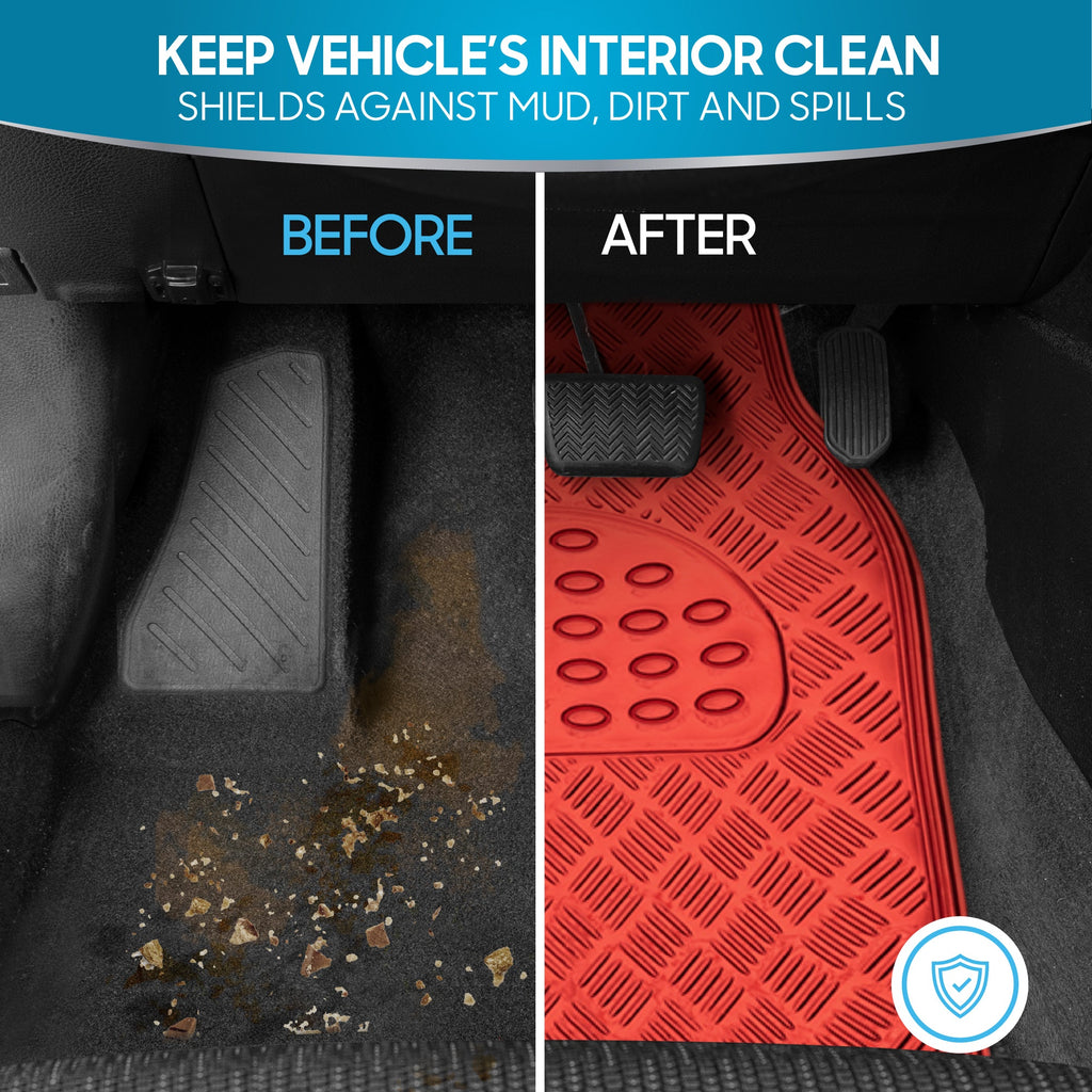 BDK 4-Piece Translucent Centered Cushioned Grip Pad Front Floor Mats and Rear Floor Mats - Heavy Duty, All Weather