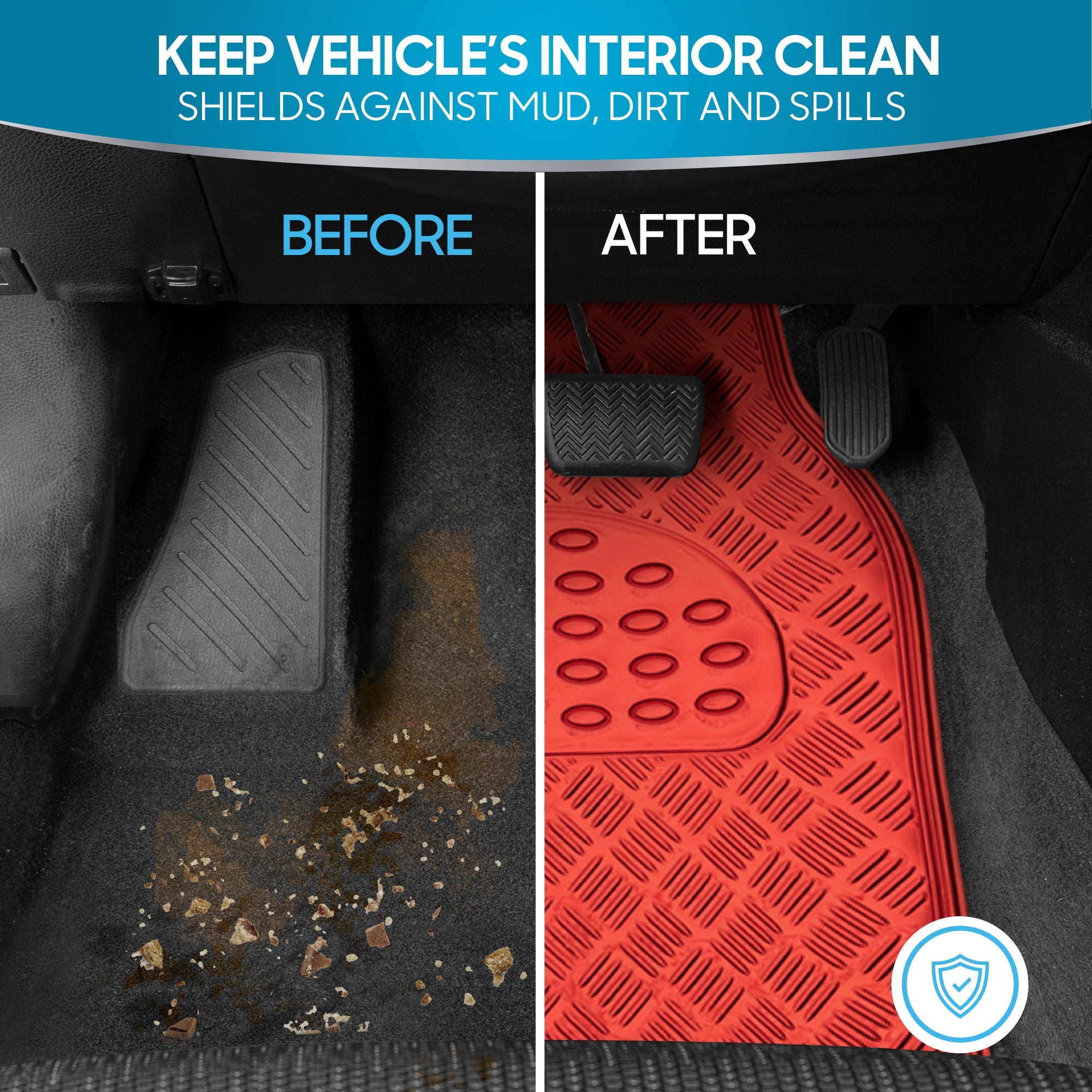 BDK 4-Piece Translucent Centered Cushioned Grip Pad Front Floor Mats and Rear Floor Mats - Heavy Duty, All Weather