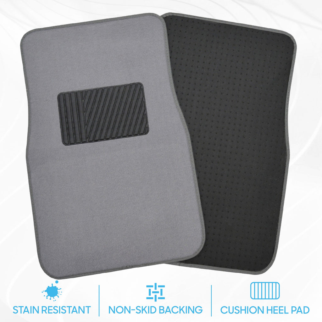 BDK 4-Piece Premium Carpet Non-Slip Heel Pad Front Floor Mats and Rear Floor Mats