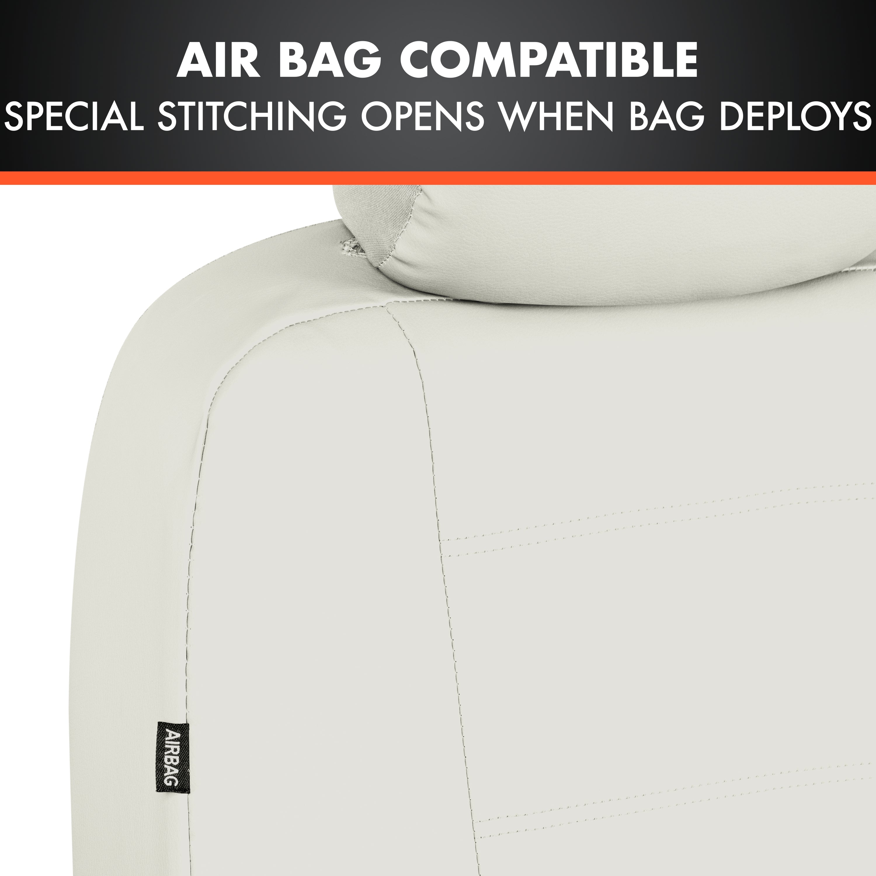 BDK 9-Piece White Leather Car Seat Cover Full Set, Front Seat Cover and Rear Bench Seat Cover, Universal Fit Car Seat Covers for Cars Trucks SUVs Vans, Complete Full Coverage Protection For Vehicles
