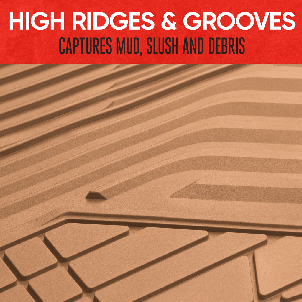MotorTrend 3-Piece Raised Ridge Multi-Channel Front Floor Mats and Rear Floor Mat - Heavy Duty, All Weather, Trim to Fit