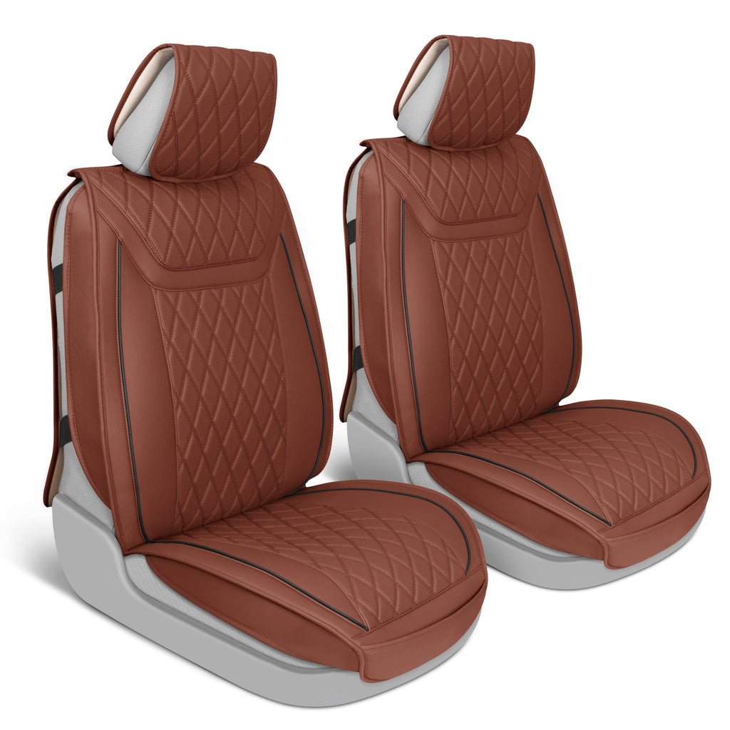 MotorBox 11-Piece Ranch Edition Premium Faux Leather Diamond Stitched Cushion Front Seat Covers and Rear Seat Covers