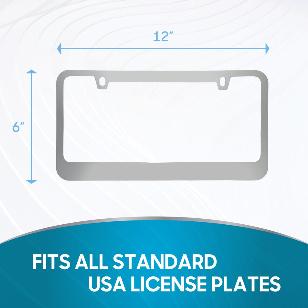 BDK Die-Cast Stainless Metal License Plate Frame/Holder Universal Size - Blank Metal Design (Pack of 2)