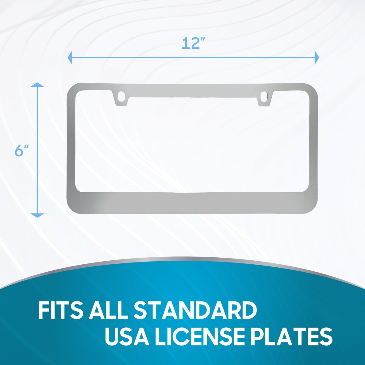 BDK Die-Cast Stainless Metal License Plate Frame/Holder Universal Size - Blank Metal Design (Pack of 2)