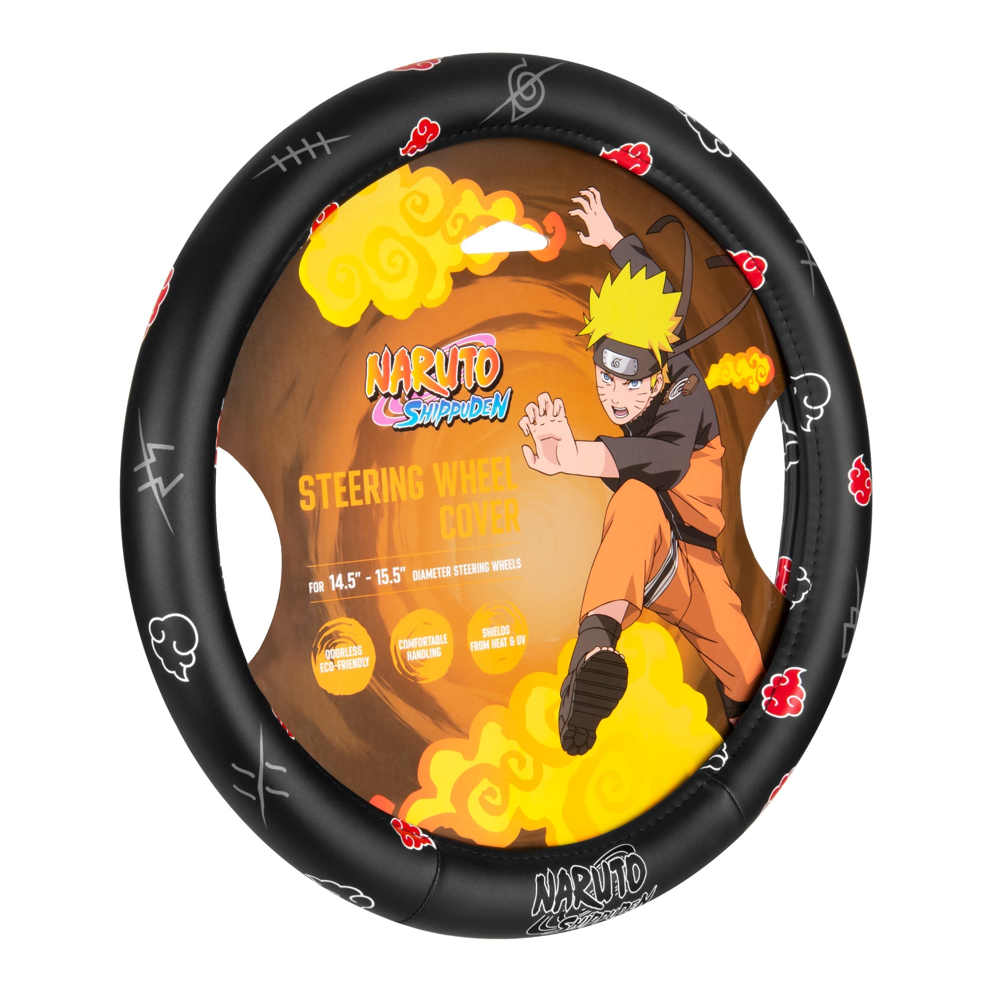 Naruto Shippuden Car Steering Wheel Cover, 15 Inch Anime Steering Wheel Cover, Cushioned Soft Comfortable Cover Anime Car Accessories for Men Women, Akatsuki