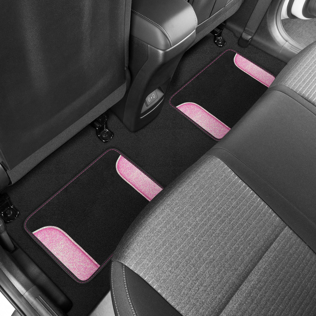 Carbella 4-Piece Sparkle Glitter Front Floor Mats and Rear Floor Mats
