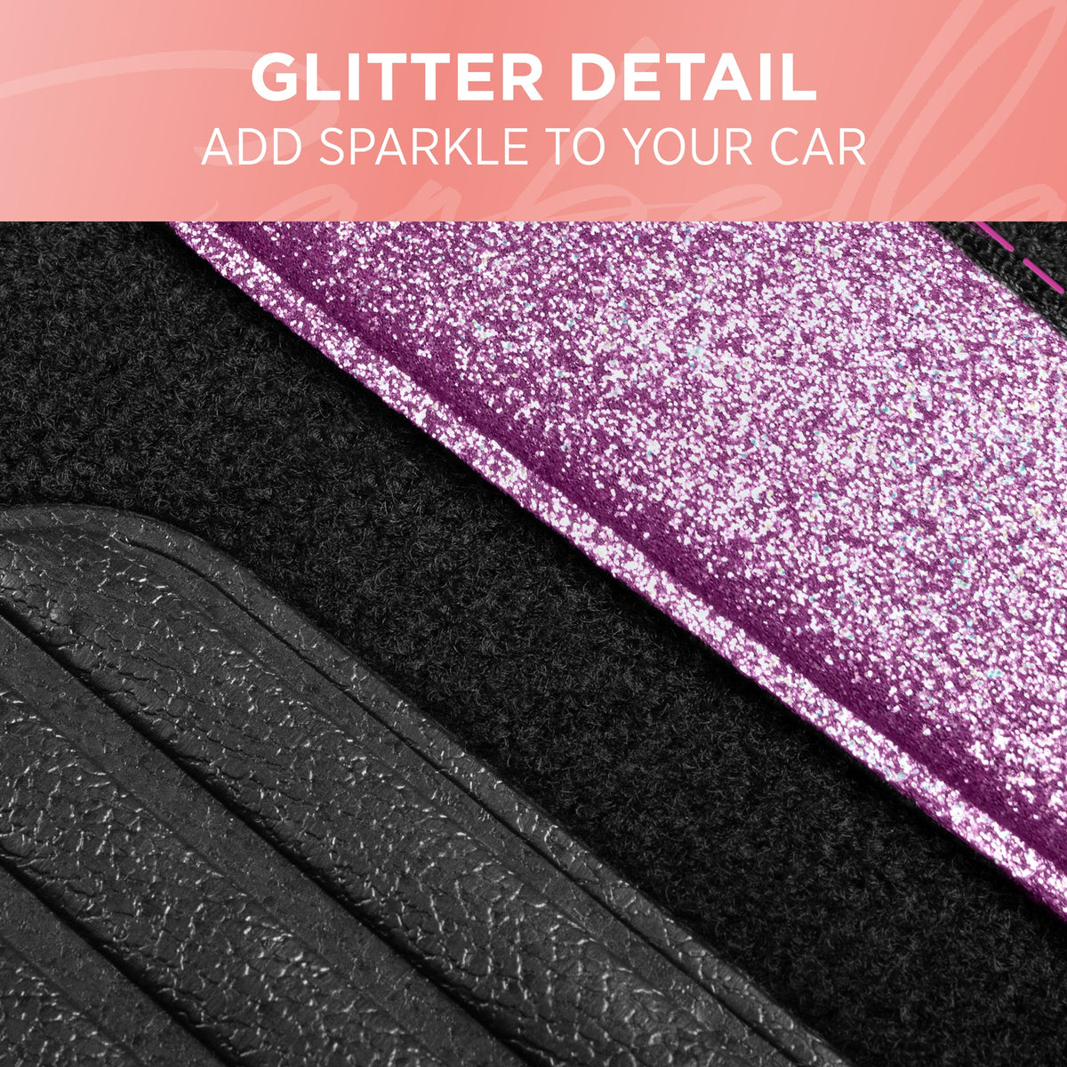 Carbella 4-Piece Sparkle Glitter Front Floor Mats and Rear Floor Mats