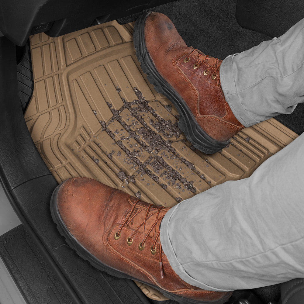 CAT 4-Piece ToughRide Rubber Front Floor Mats and Rear Floor Mats - Heavy Duty, All Weather, Trim to Fit
