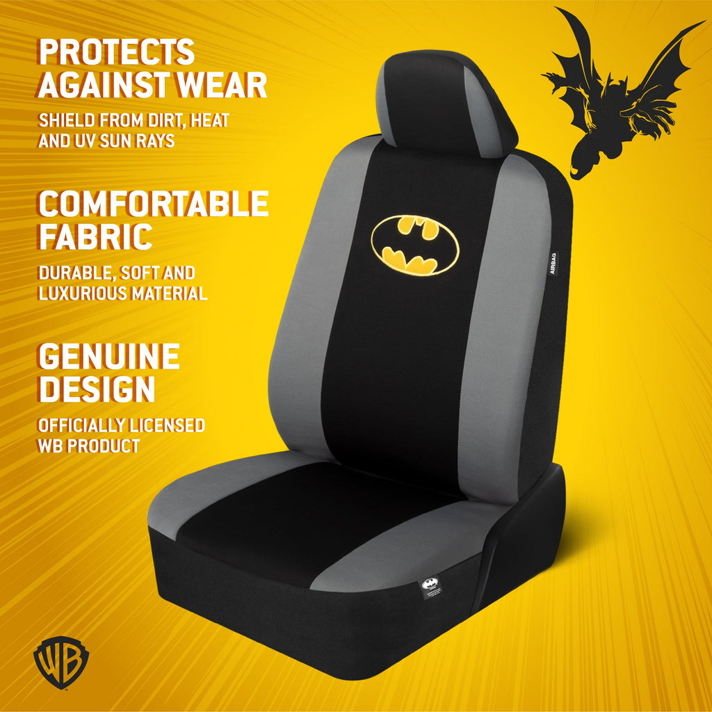 Warner Bros DC Comics 9-Piece Batman Dark Knight Logo Front Seat Covers and Rear Seat Covers