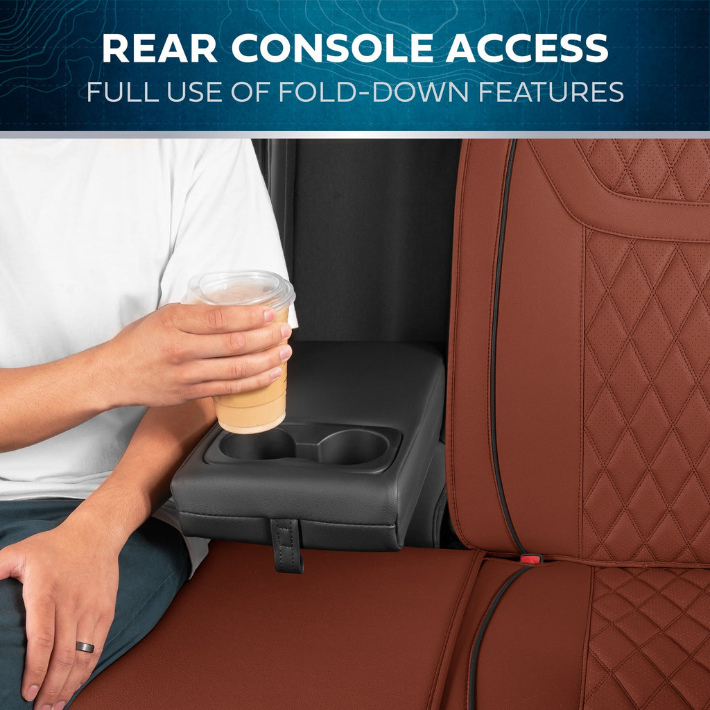 MotorBox 11-Piece Ranch Edition Premium Faux Leather Diamond Stitched Cushion Front Seat Covers and Rear Seat Covers