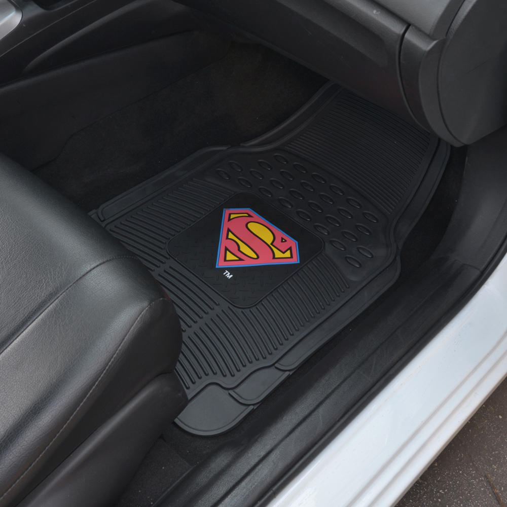BDK Armored Super Hero Car Floor Mats - Officially Licensed DC Comics - All Weather Heavy Duty Auto Interior Liners for Car Truck Van SUV (Multiple Styles)
