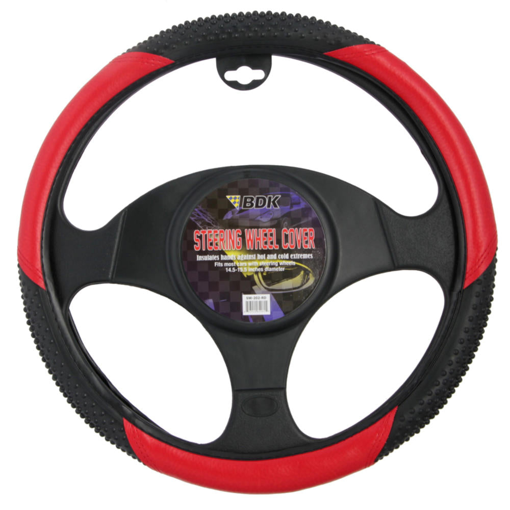BDK Ergonomic Sport Massage Grip Steering Wheel Cover (Fits 14.5" - 15.5")