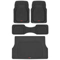 MotorTrend 4-Piece FlexTough Deep Dish Front Floor Mats, Rear Floor Mat, and Trunk/Cargo Mat - Heavy Duty, All Weather, Trim to Fit