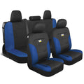 CAT Black & Blue Car Seat Covers Full Set – Front Seat Covers & Rear Bench Seat Cover – Airbag Compatible, 60/40 Split Bench for Trucks, Cars & SUVs – Automotive Interior Seat Protection Accessories --Alias 639034902301690571