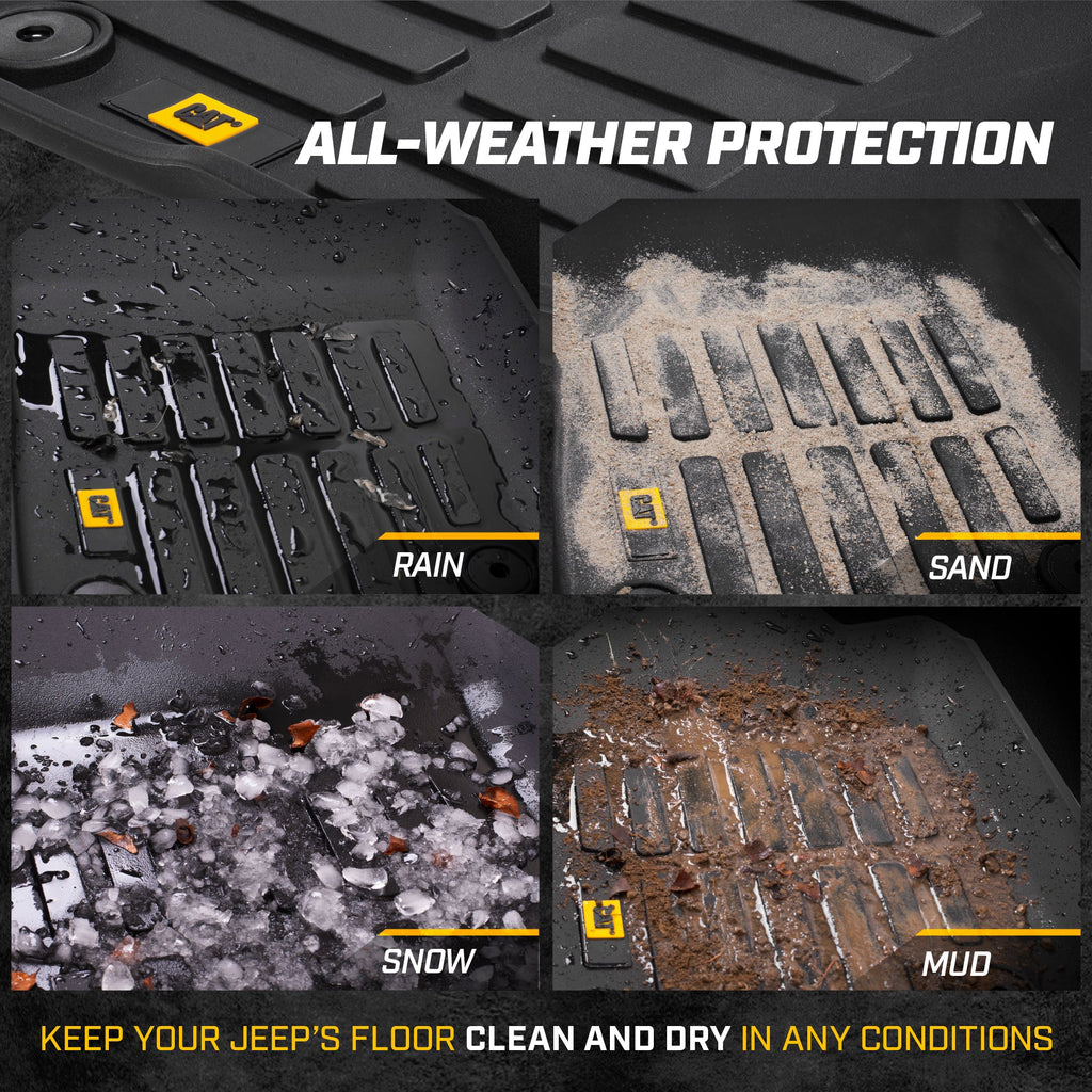 CAT 3-Piece JustFit™ 3D Front Liner Mats and Rear Liner Mats for Jeep Wrangler 4XE (2021 - 2026) - Heavy Duty, All Weather, Custom Fit