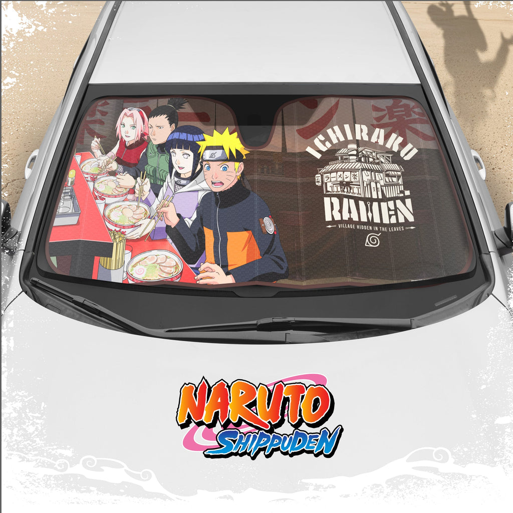 Naruto Shippuden Officially Licensed Windshield Sun Shade - Car Sun Shade Fits Most Autos, Trucks, SUV, & Van - Akatsuki Naruto Merch & Anime Accessories for Cars - Sunshade Car Windshield - 57" x 27"