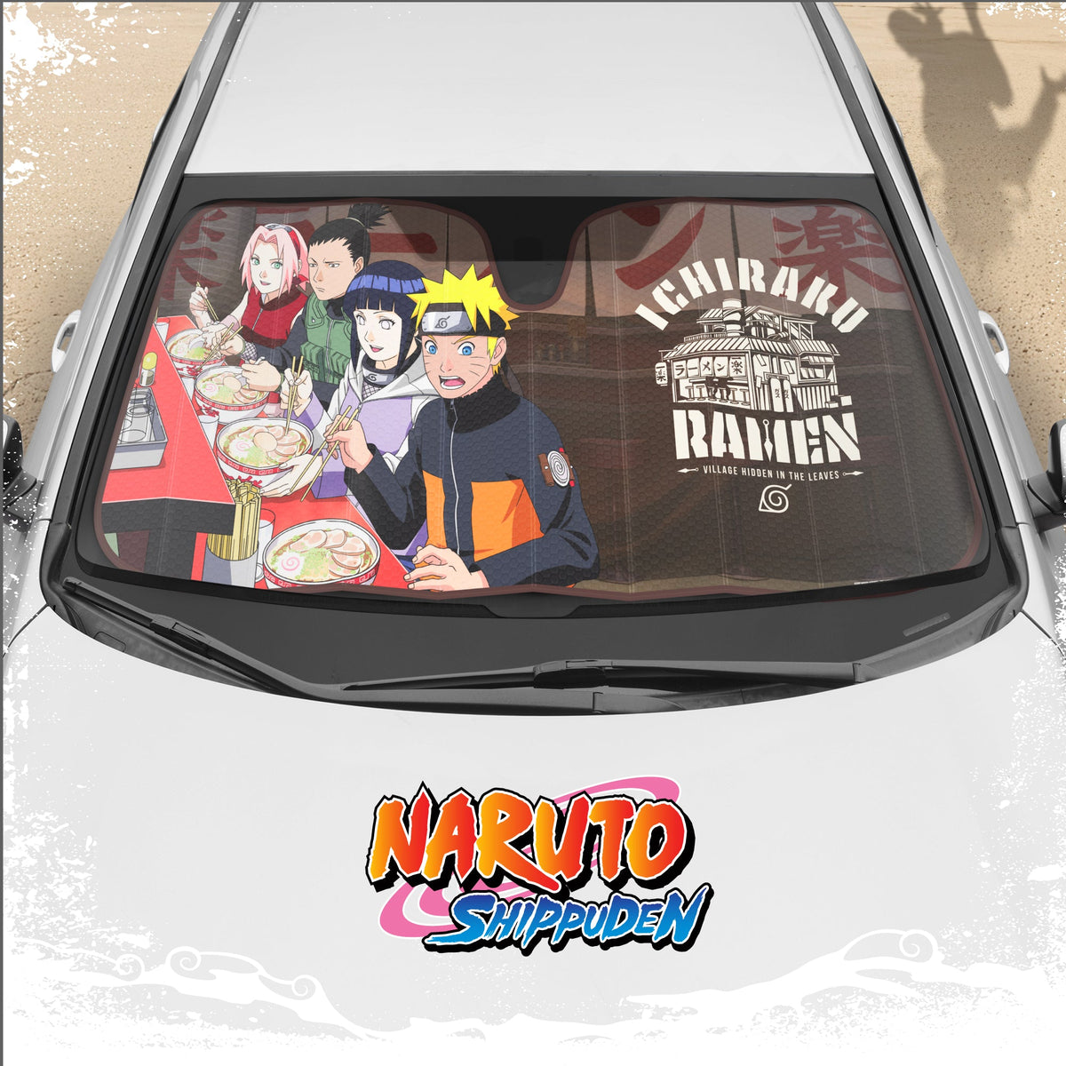 Naruto Shippuden Officially Licensed Windshield Sun Shade - Car Sun Shade Fits Most Autos, Trucks, SUV, & Van - Akatsuki Naruto Merch & Anime Accessories for Cars - Sunshade Car Windshield - 57" x 27"