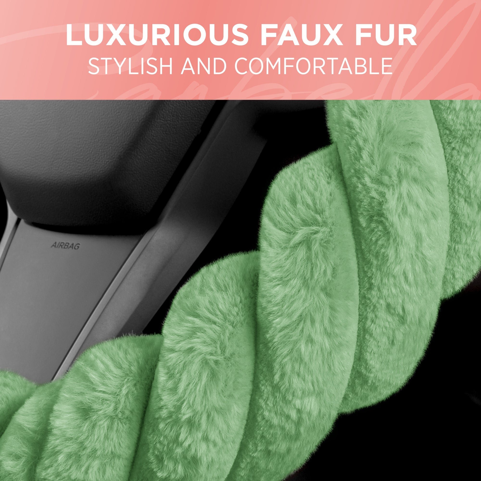 Carbella Twisted Plush Fur Steering Wheel Cover (Fits 14.5" - 15.5")