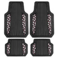 Hello Kitty Car Mats 4pc Floor Mats for Cars Trucks SUVs Kawaii Car Floor Mats for Women Men Accessories Rubber Heavy Duty Cute Non-Slip Always Front Rear Hello Kitty Car Accessories Classic Black with Red Bows