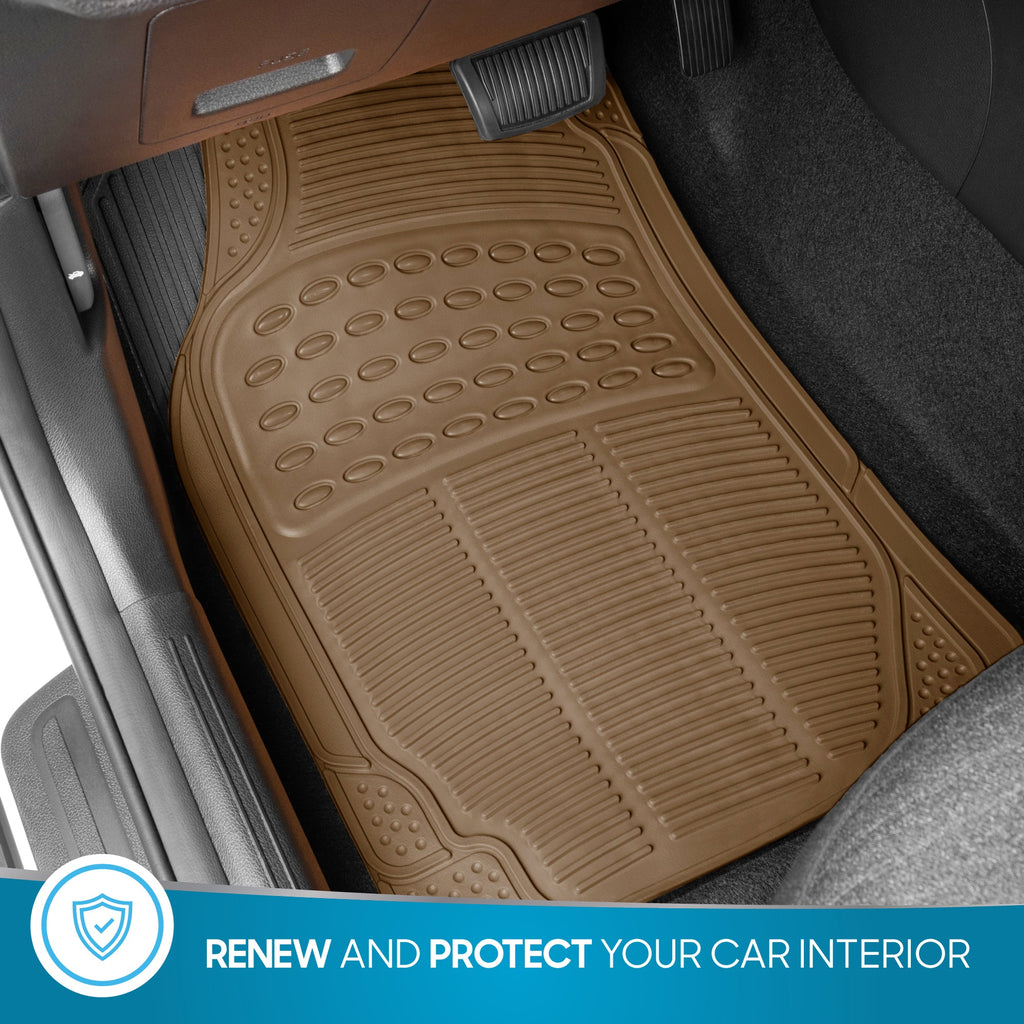 BDK 3-Piece ProLiner Front Floor Mats and Rear Floor Mats - Heavy Duty, All Weather, Trim to Fit