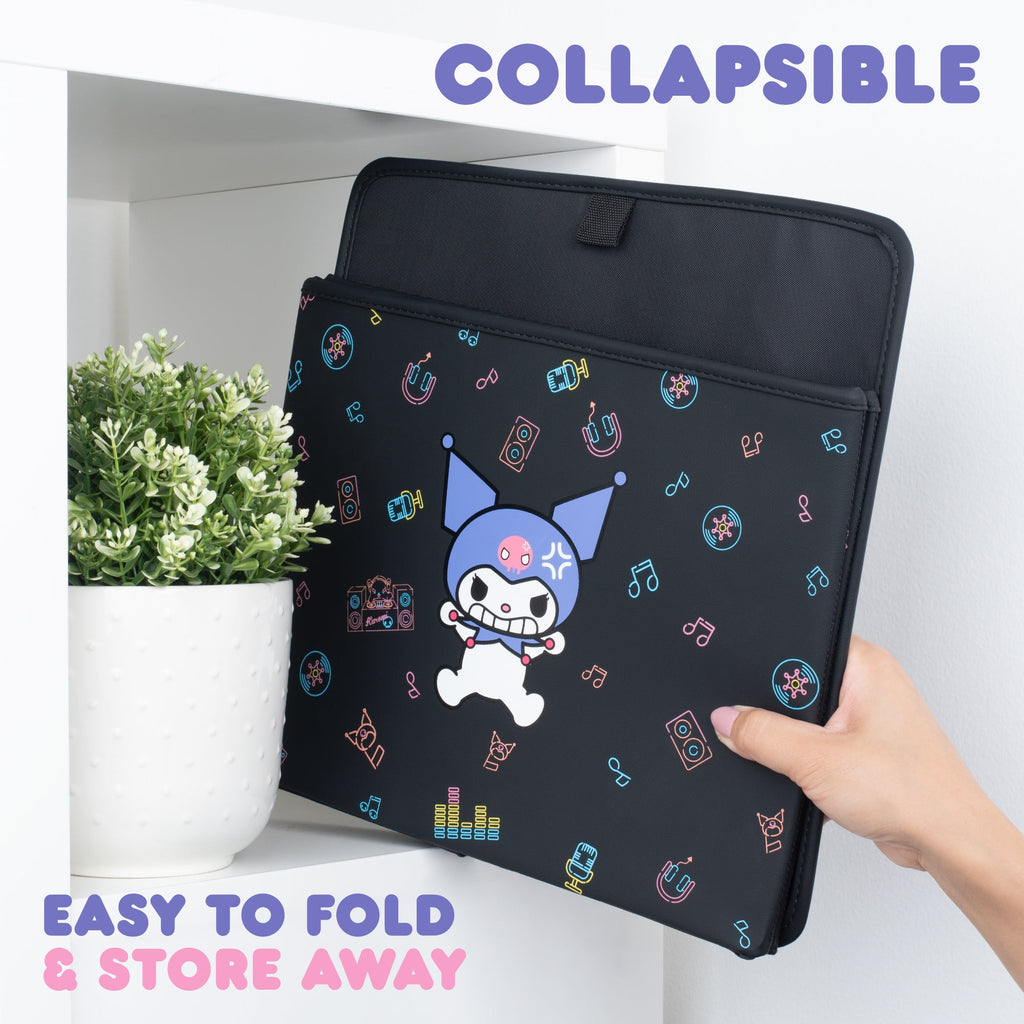 Sanrio Kuromi Car Trunk Organizer and Storage Bin - Collapsible Compartment, Heavy Duty, Fold Up for Easy Storage, Automotive Seat Cargo for Groceries Tools - 12.5L x 12.5W x 9H
