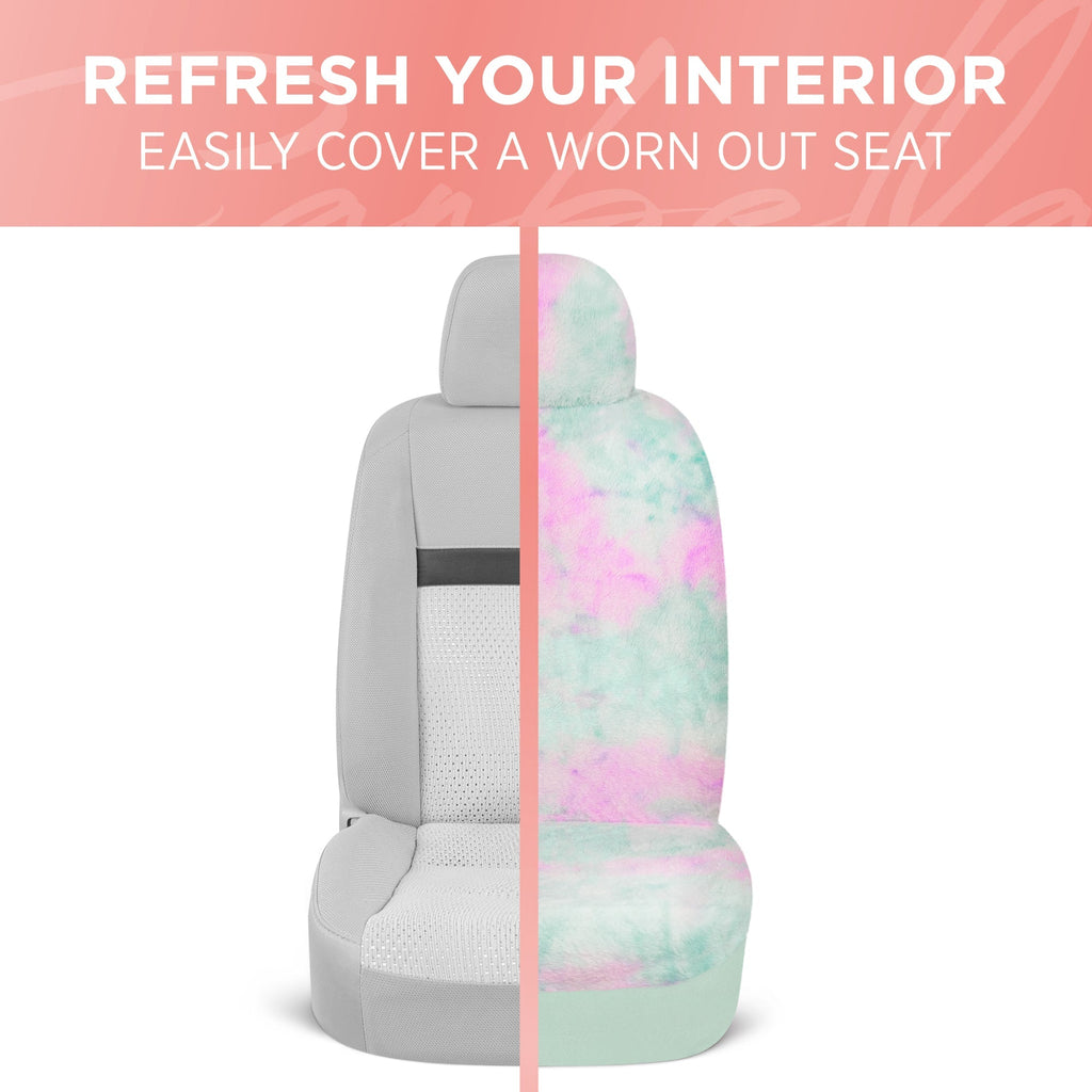 Carbella Plush Mint/Purple Tie-Dye Front Seat Covers