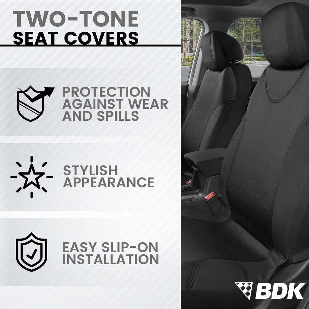 BDK 9-Piece UltraSleek Two-Tone Front Seat Covers and Rear Seat Covers
