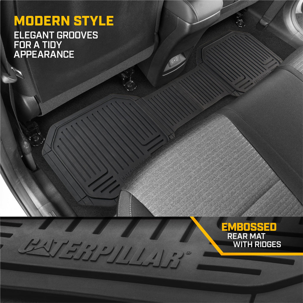 CAT® Heavy-Duty 4 Piece Black Floor Mats for Cars, Trucks & SUVs – Trim-to-Fit All-Weather Rubber Car Mats Full Set, Waterproof Interior Accessories, Car Rug Protection & Automotive Floor Liners