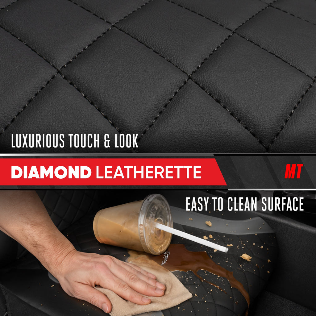 Motor Trend Faux Leather Seat Covers For Trucks, Cars, & SUV - Front Black & Gray Car Seat Cover Set - Universal Fit For Most Automotives - Forros Para Asientos De Carro - CarSeat Covers Accessories