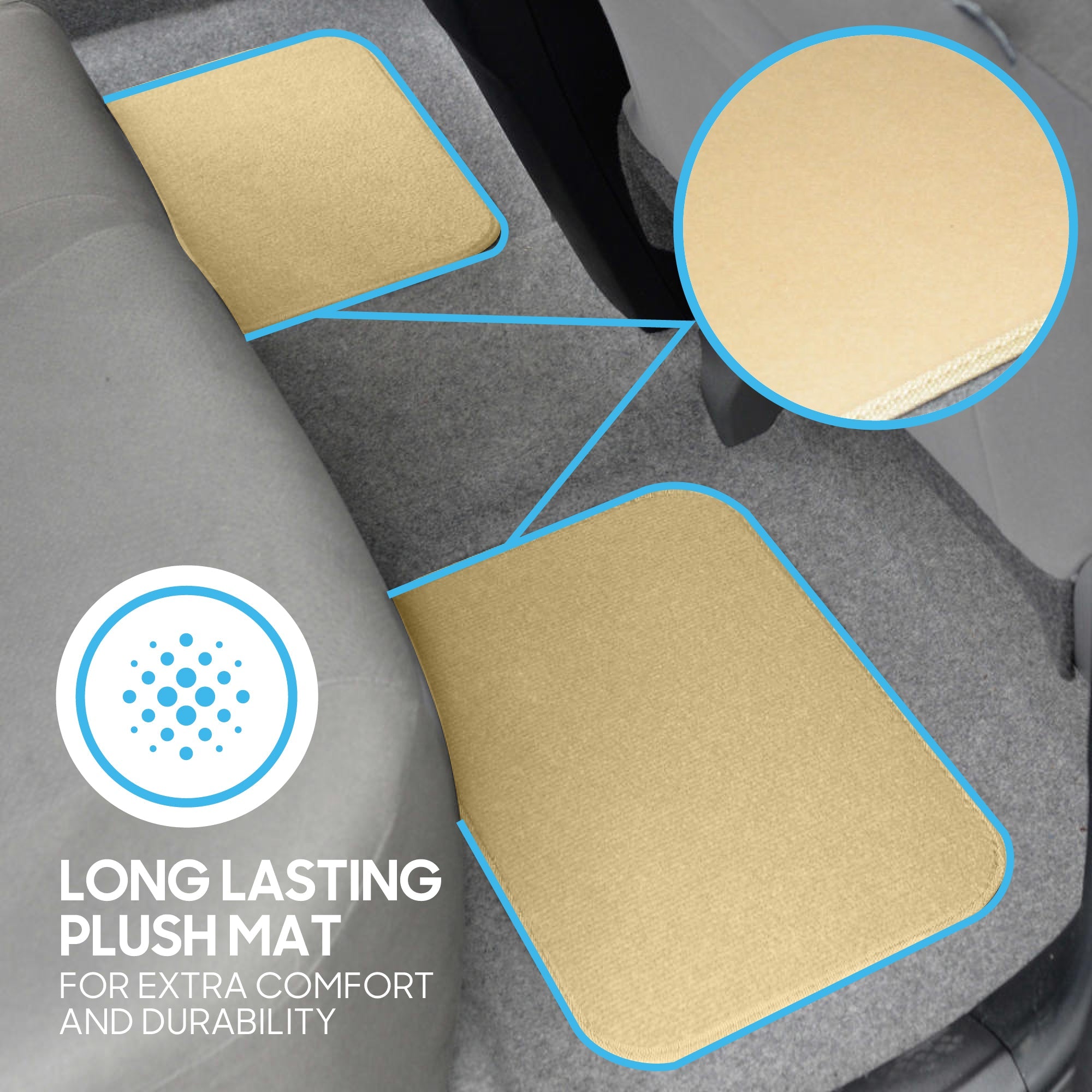 BDK 4-Piece Premium Carpet Non-Slip Heel Pad Front Floor Mats and Rear Floor Mats