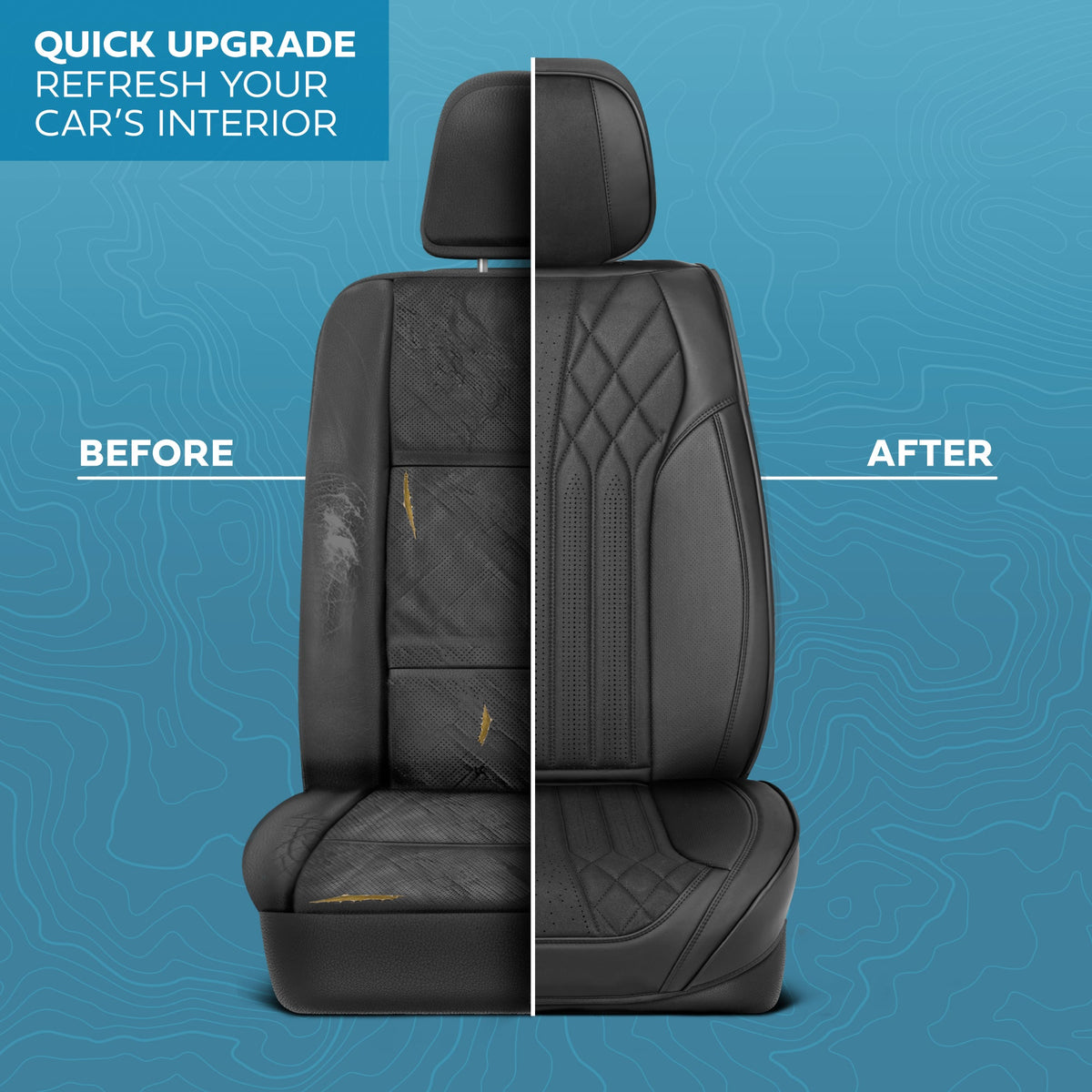 MotorBox Elite Edition Faux Leather & Suede Seat Covers for Cars, Trucks, & SUV - 2 Black Car Seat Covers for Front Seats - Universal Fit Car Accessories Automotive Interior Cover Protector for Cars