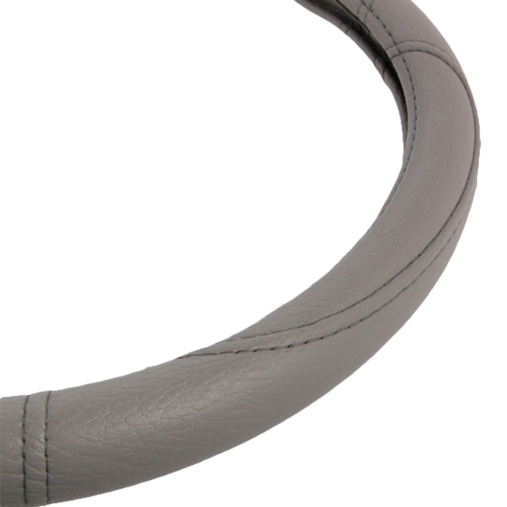 BDK Faux Leather Ergonomic Grip Steering Wheel Cover (Fits 14.5" - 15.5")