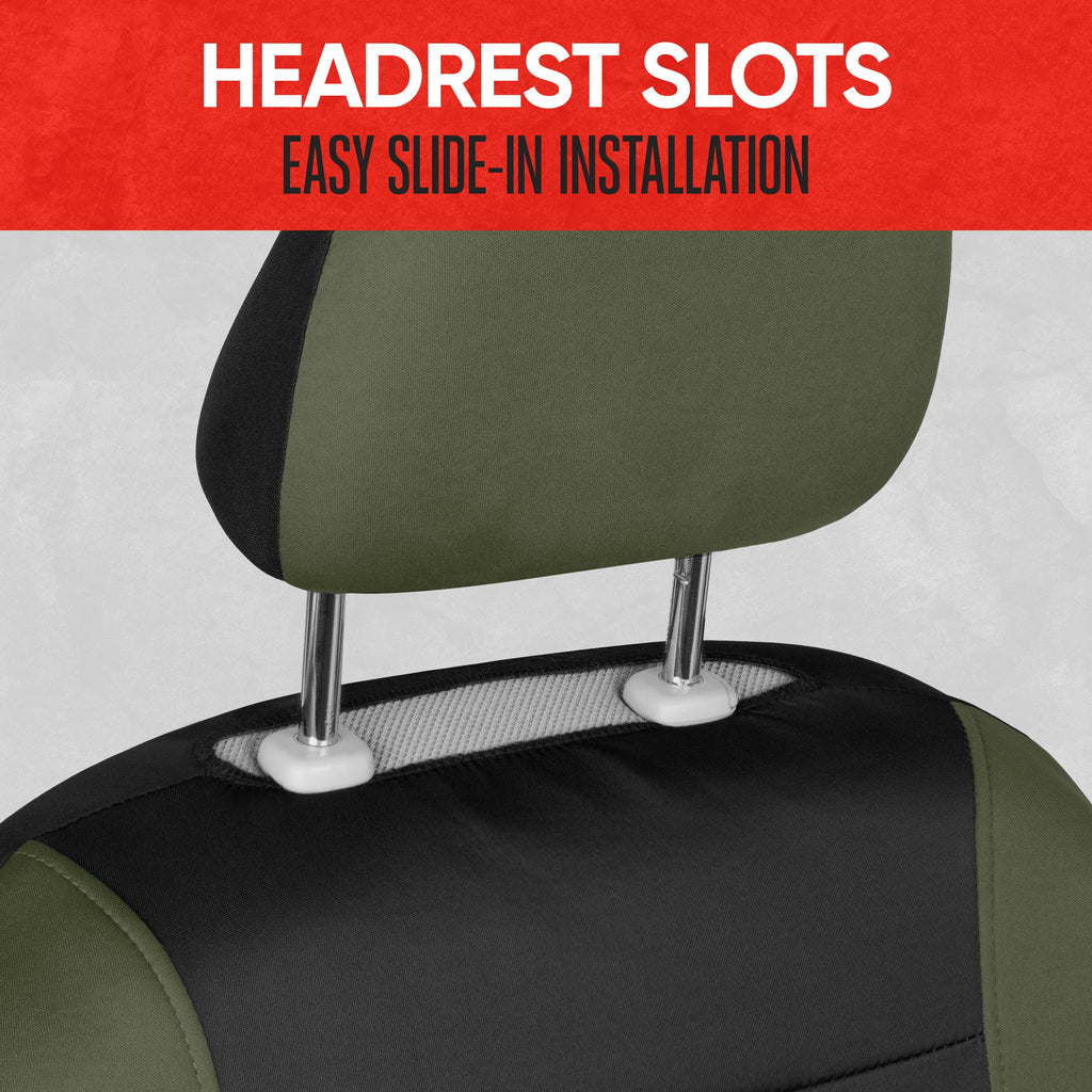 Motor Trend Green Cloth Car Seat Covers for Front Seats - Premium Automotive Bucket Seat Covers, Made for Vehicles with Removable Headrests, Interior Covers for Car Truck Van SUV