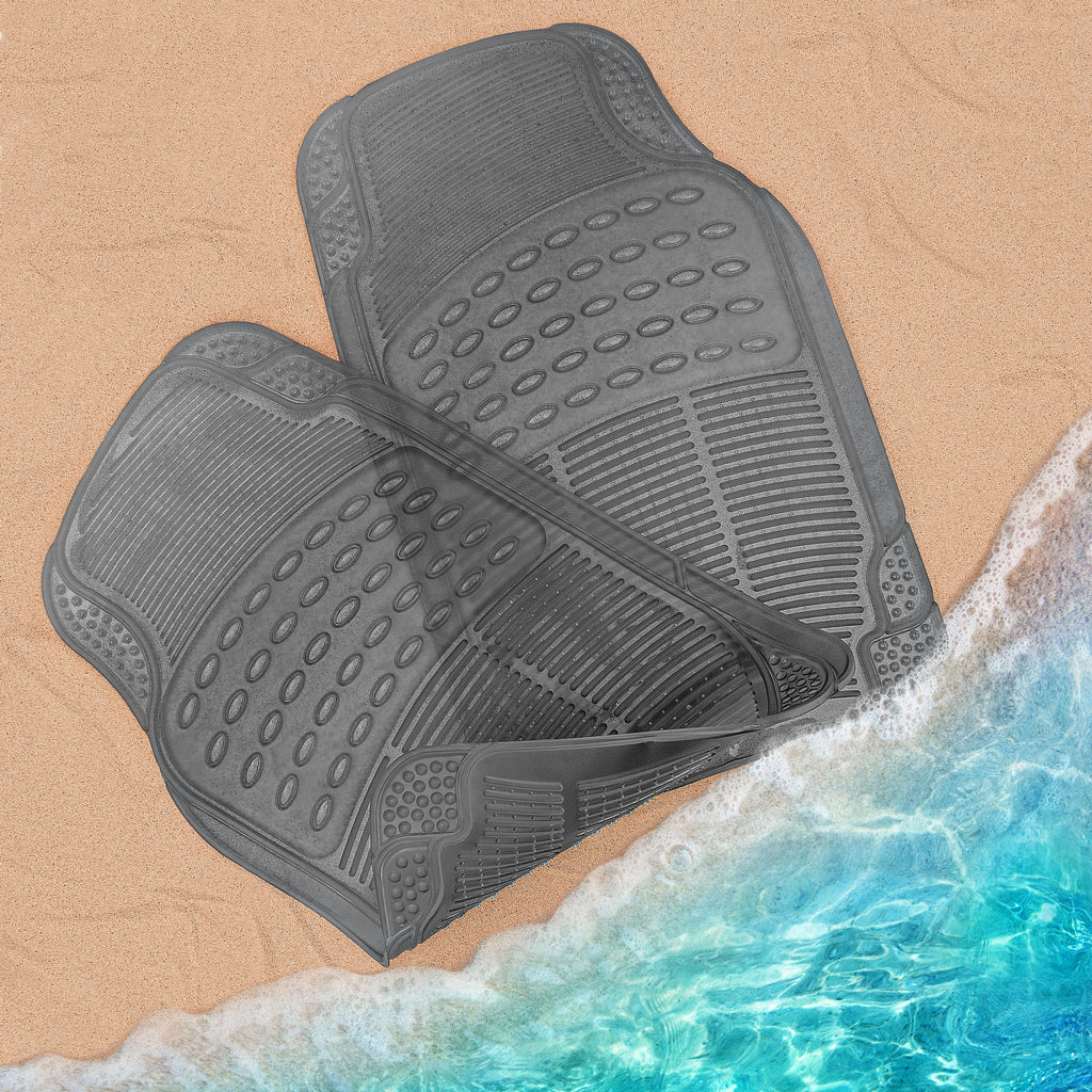 Carbella 2-Piece Cushioned Grip Pad Front Floor Mats - Heavy Duty, All Weather, Trim to Fit