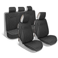 MotorBox 11-Piece Ranch Edition Premium Faux Leather Diamond Stitched Cushion Front Seat Covers and Rear Seat Covers