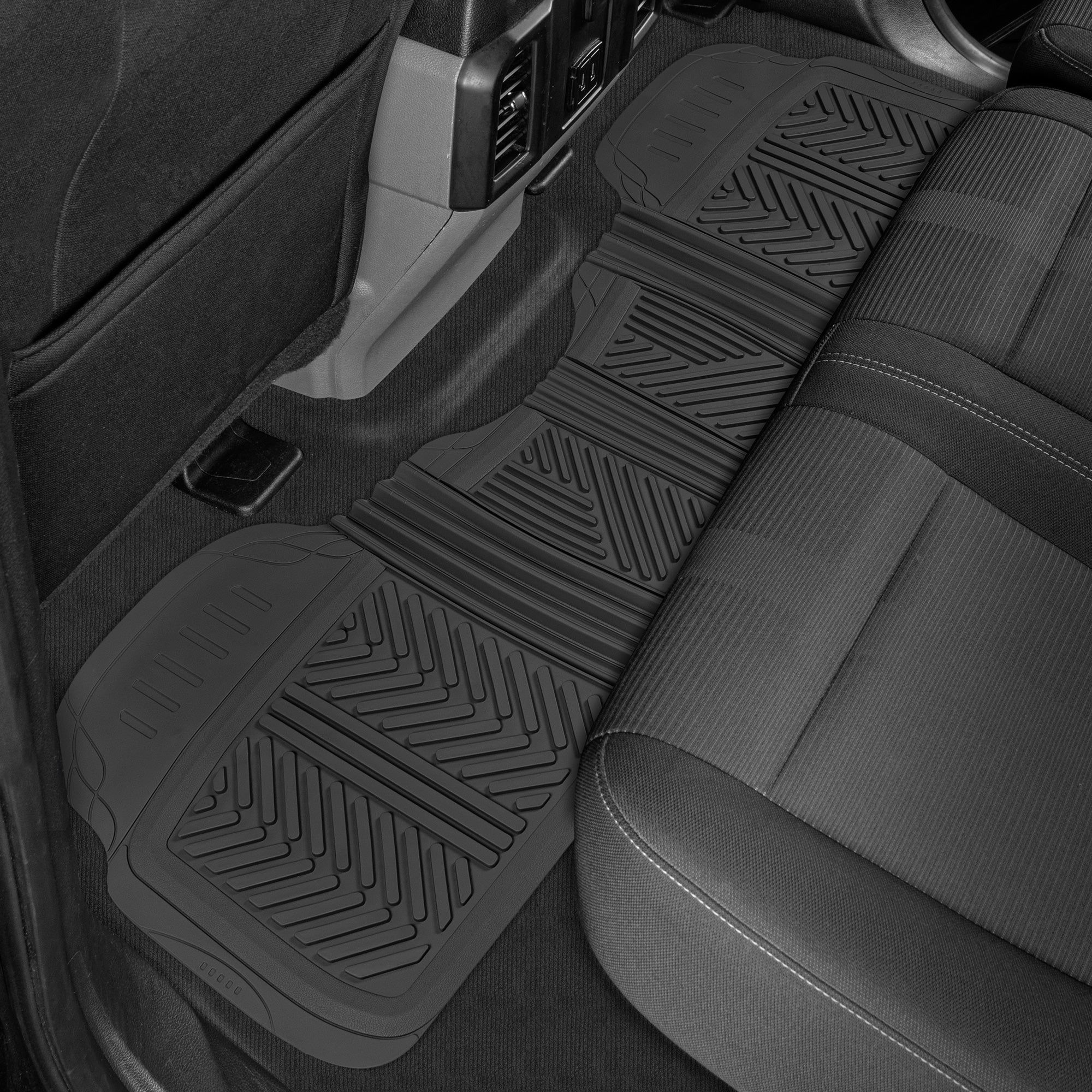 MotorTrend 3-Piece FlexTough Performance Deep Channel Front Floor Mats and Rear Floor Mat - Heavy Duty, All Weather, Trim to Fit