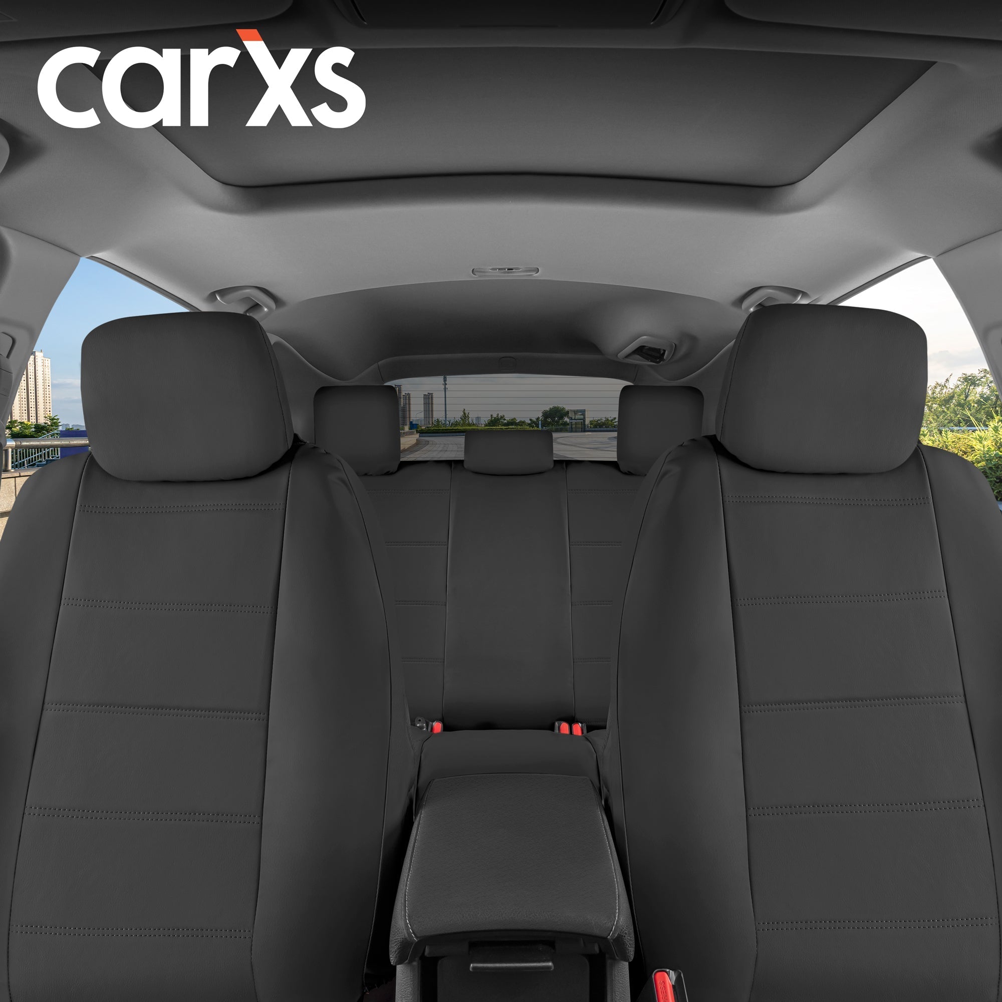 BDK 9-Piece Premium Faux Leather Front Seat Covers and Rear Seat Covers