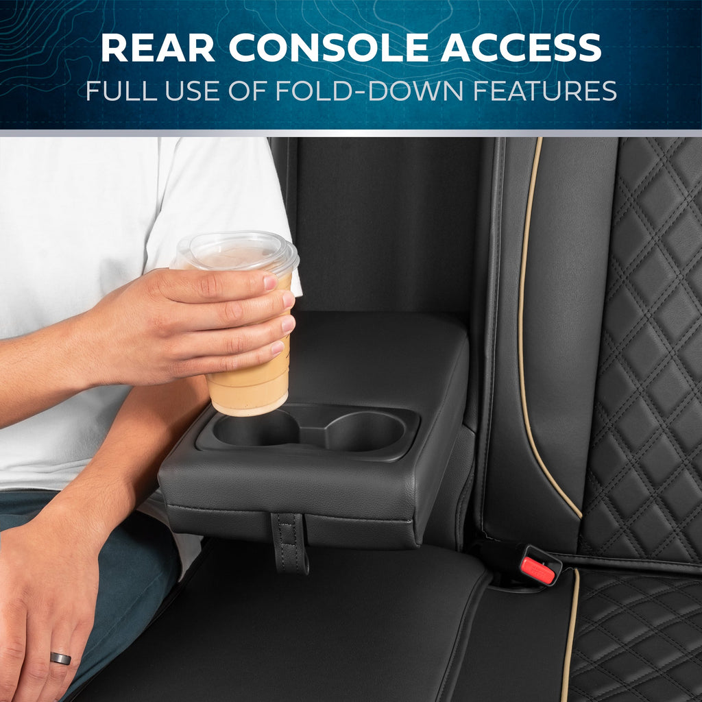 MotorBox 7-piece Prestige Edition Premium Faux Leather Diamond Stitched Cushion Rear Seat Covers