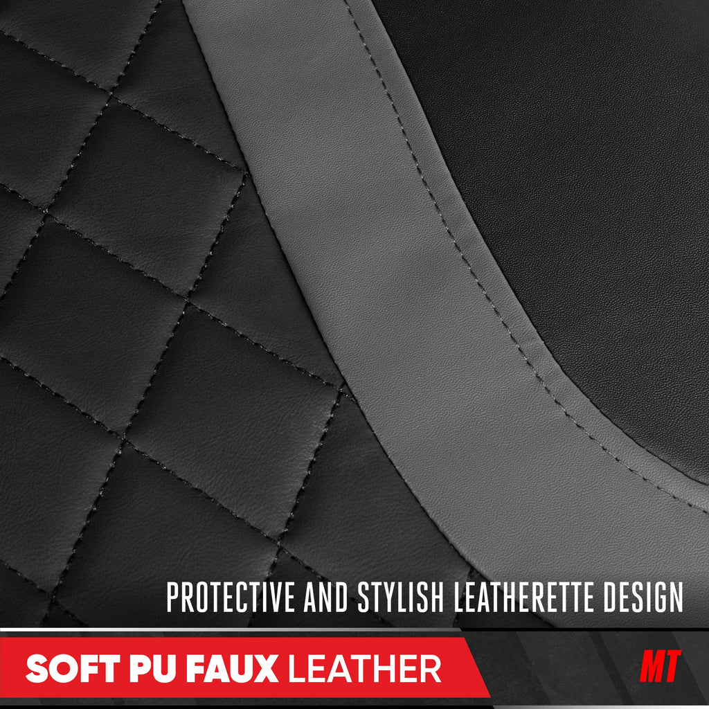 Motor Trend Faux Leather Seat Covers For Trucks, Cars, & SUV - Front Black & Gray Car Seat Cover Set - Universal Fit For Most Automotives - Forros Para Asientos De Carro - CarSeat Covers Accessories