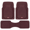 MotorTrend 3-Piece FlexTough Deep Dish Front Floor Mats and Rear Floor Mat - Heavy Duty, All Weather, Trim to Fit - Burgundy