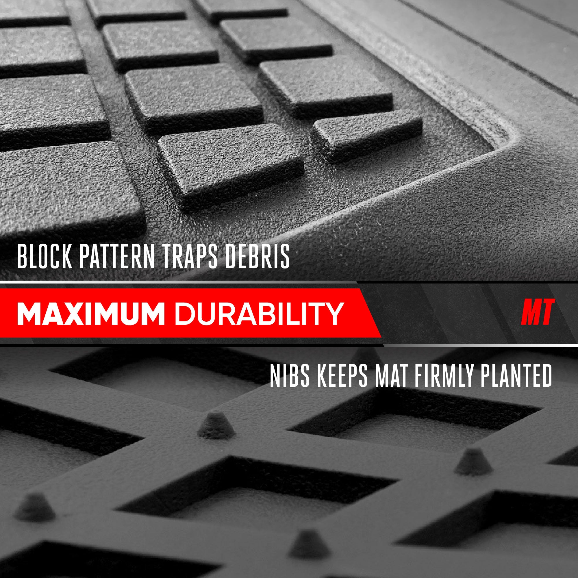 MotorTrend FlexTough Square Groove Trunk/Cargo Liner Mat - Heavy Duty, All Weather, Trim to Fit (54" x 37")