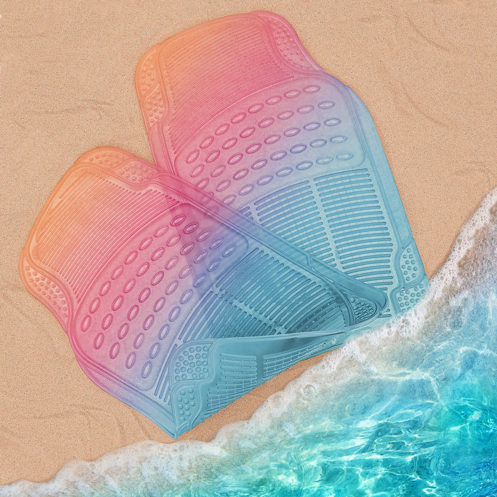 Carbella 2-Piece Cushioned Grip Pad Front Floor Mats - Heavy Duty, All Weather, Trim to Fit
